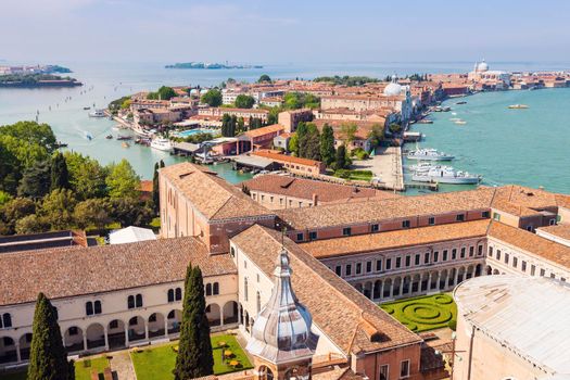 Giudecca Island in Venice - aerial photo. Venice, Veneto, Italy.