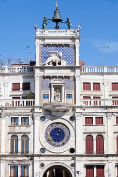 St Mark's Clock Tower - Piazza San Marco in Venice. Venice, Veneto, Italy