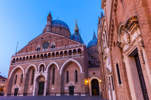 Piazza del Santo and Basilica of St. Anthony in Padua. Padua, Veneto, Italy.