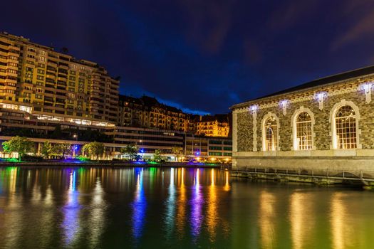 Panorama of Geneva at dawn. Geneva, Switzerland.