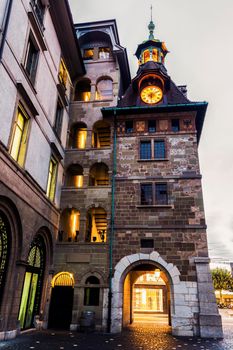 Molard Tower in Geneva. Geneva, Switzerland.