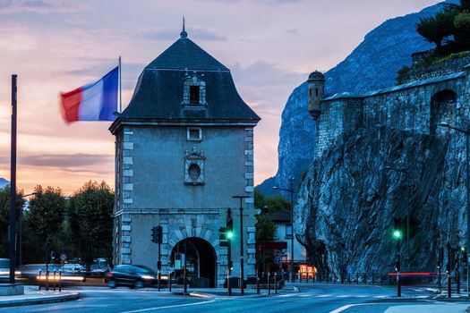 Porte de France in Grenoble at sunset. Grenoble, Auvergne-Rhone-Alpes, France