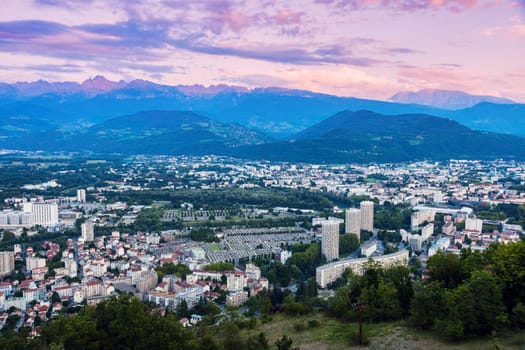 Grenoble architecture at sunset. Grenoble, Auvergne-Rhone-Alpes, France.