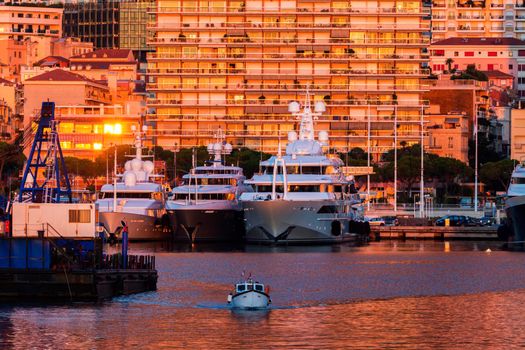 Port Hercule in Monaco at sunrise. Monte Carlo, Monaco.