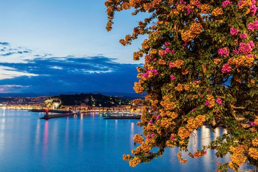 Evening panorama of Nice. Nice, French Riviera, France.