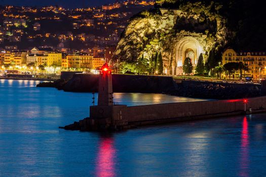 Nice Lighthouse and War Memorial. Nice, French Riviera, France.