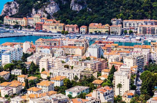 Nice panorama seen from Mt Boron. Nice, French Riviera, France.