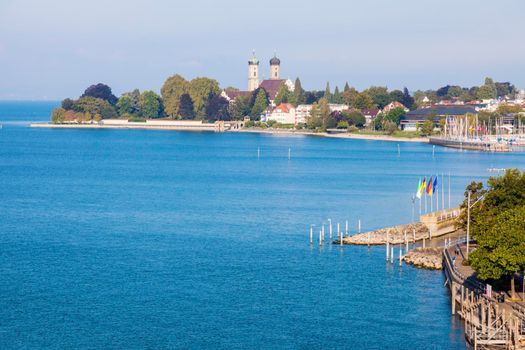 Aerial panorama of  Friedrichshafen. Friedrichshafen, Baden-Wurttemberg, Germany.