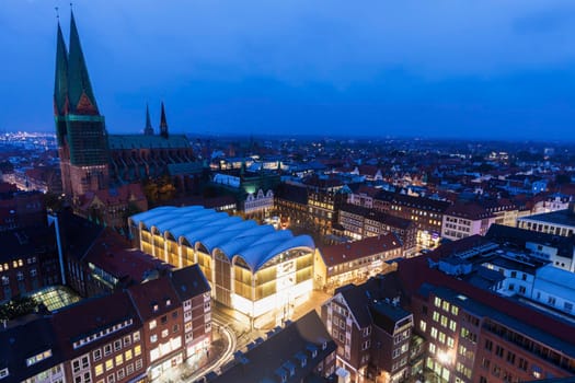 Lubeck aerial panorama. Lubeck, Schleswig-Holstein, Germany