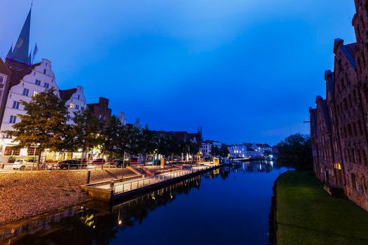 Lubeck and Trave River. Lubeck, Schleswig-Holstein, Germany.