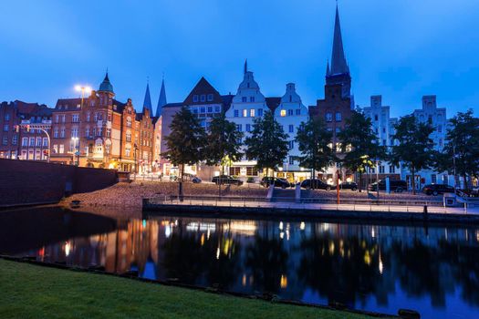 Lubeck and Trave River. Lubeck, Schleswig-Holstein, Germany.