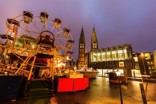 Bremen Market Square at night. Bremen, Germany.