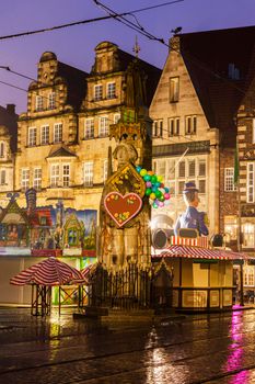 Statue of Roland on Bremen Market Square. Bremen, Germany.