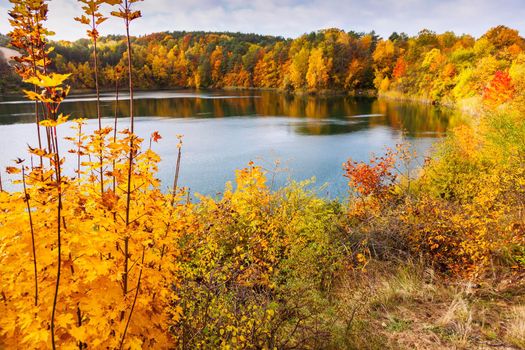 Turquoise Lake in Wolin National Park. West Pomerania, Poland.