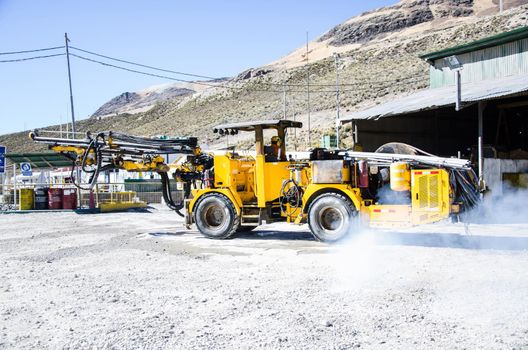 Mine machine heading to the cave for work in the morning