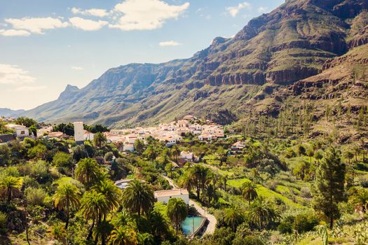 Panorama of Fataga. Gran Canaria, Canary Islands, Spain.