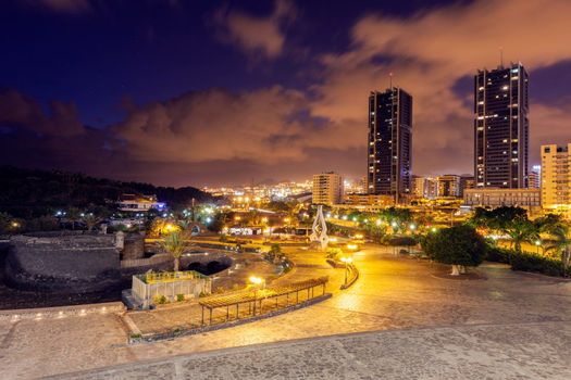 Castillo de San Juan Bautista and Santa Cruz de Tenerife panorama. Santa Cruz de Tenerife, Tenerife, Canary Islands, Spain.
