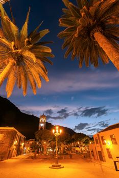 Santa Ana Church in Garachico at sunset. Garachico, Tenerife, Canary Islands, Spain.