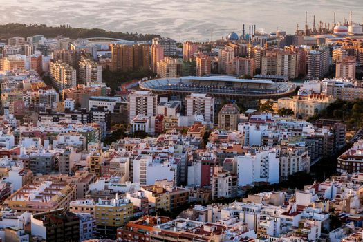Panorama of Santa Cruz de Tenerife at sunrise. Santa Cruz de Tenerife, Tenerife, Spain.