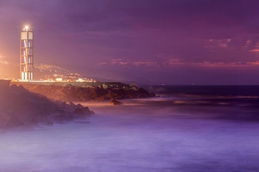 Puerto de la Cruz Lighthouse. Puerto de la Cruz, Tenerife, Canary Islands, Spain.