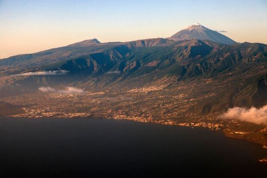 Aerial view of Tenerife with Teide. Tenerife, Canary Islands, Spain.