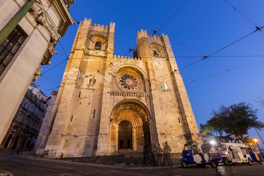 Lisbon Cathedral seen at night. Lisbon, Portugal.