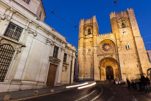 Lisbon Cathedral at night. Lisbon, Portugal.