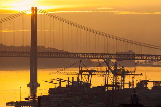 25th of April Bridge in Lisbon. Lisbon, Portugal.