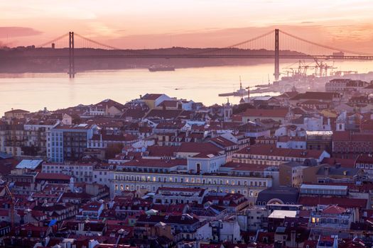 25th of April Bridge in Lisbon . Lisbon, Portugal.