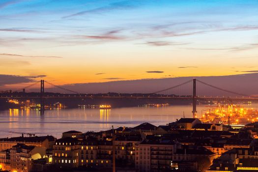 25th of April Bridge in Lisbon. Lisbon, Portugal.