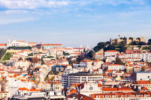 Panorama of the Old Town in Lisbon. Lisbon, Portugal.