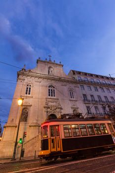 Loreto's Church and tram in Lisbon. Lisbon, Portugal.