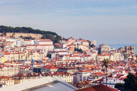 Old Town in Lisbon panorama. Lisbon, Portugal.