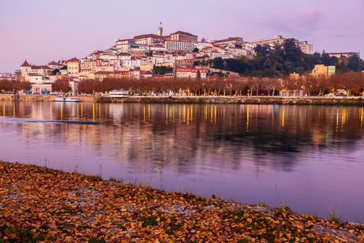 Panorama of Coimbra across Mondego River. Coimbra, Centro Region, Portugal.