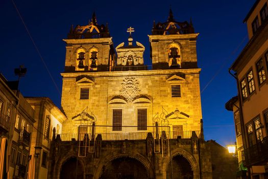 Braga Cathedral at dawn. Braga, Norte Region, Portugal.