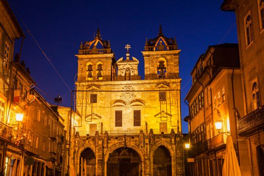 Braga Cathedral at dawn. Braga, Norte Region, Portugal.
