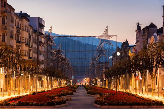 Liberdade Avenue in Braga at dawn. Braga, Norte Region, Portugal.