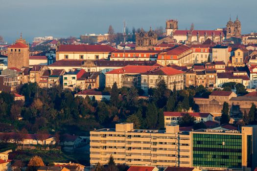 Panorama of Braga at sunrise. Braga, Norte Region, Portugal.