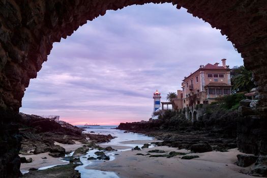 Santa Marta Lighthouse in Cascais. Cascais, Lisbon, Portugal.
