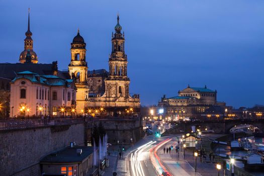 Dresden panorama at evening. Dresden, Saxony, Germany.