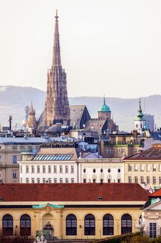 Vienna panorama with St. Stephen's Cathedral. Vienna, Austria.