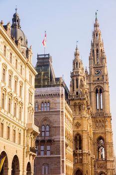 Vienna City Hall at sunrise. Vienna, Austria.