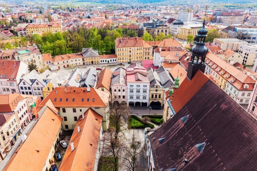 Old town of Ceske Budejovice - aerial photo. Ceske Budejovice, South Bohemia, Czech Republic.