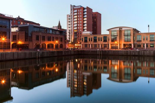 Belfast architecture along River Lagan. Belfast, Northern Ireland, United Kingdom.