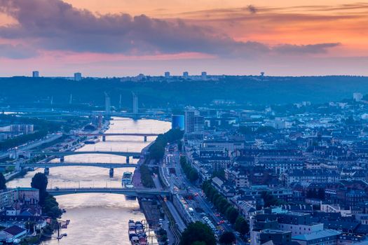 Panorama of Rouen at sunset. Rouen, Normandy, France
