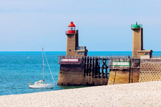 Lighthouses in Fecamp. Fecamp, Normandy, France.