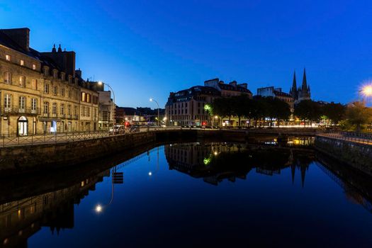Quimper architecture and night. Quimper, Brittany, France