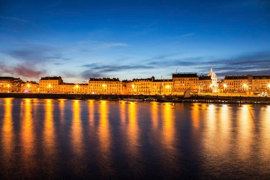 Nantes panorama across Loire River. Nantes, Pays de la Loire, France.