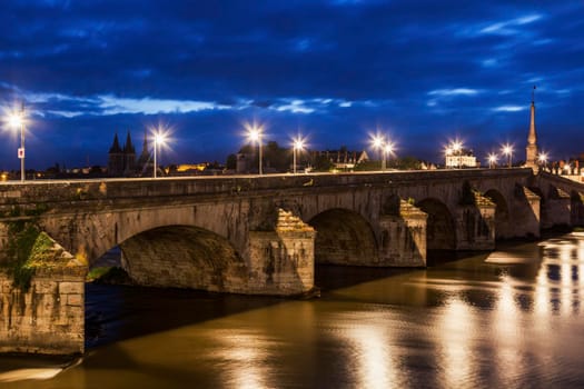 Jacques Gabriel Bridge in Blois. Blois, Pays de la Loire, France