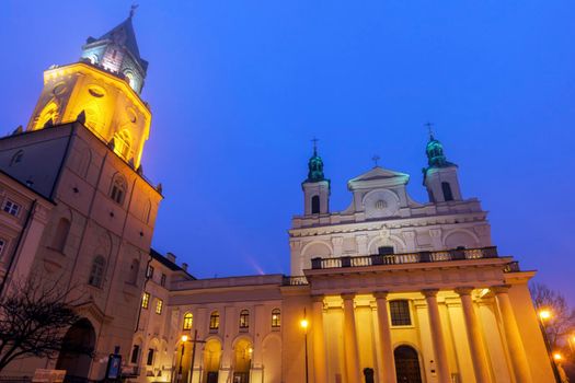 Trynitarska Tower and St. John the Baptist Cathedral in Lublin. Lublin, Lubelskie, Poland.